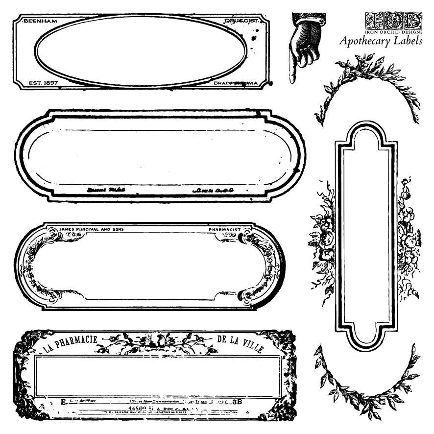 Apothecary Labels 12×12 IOD Stamp