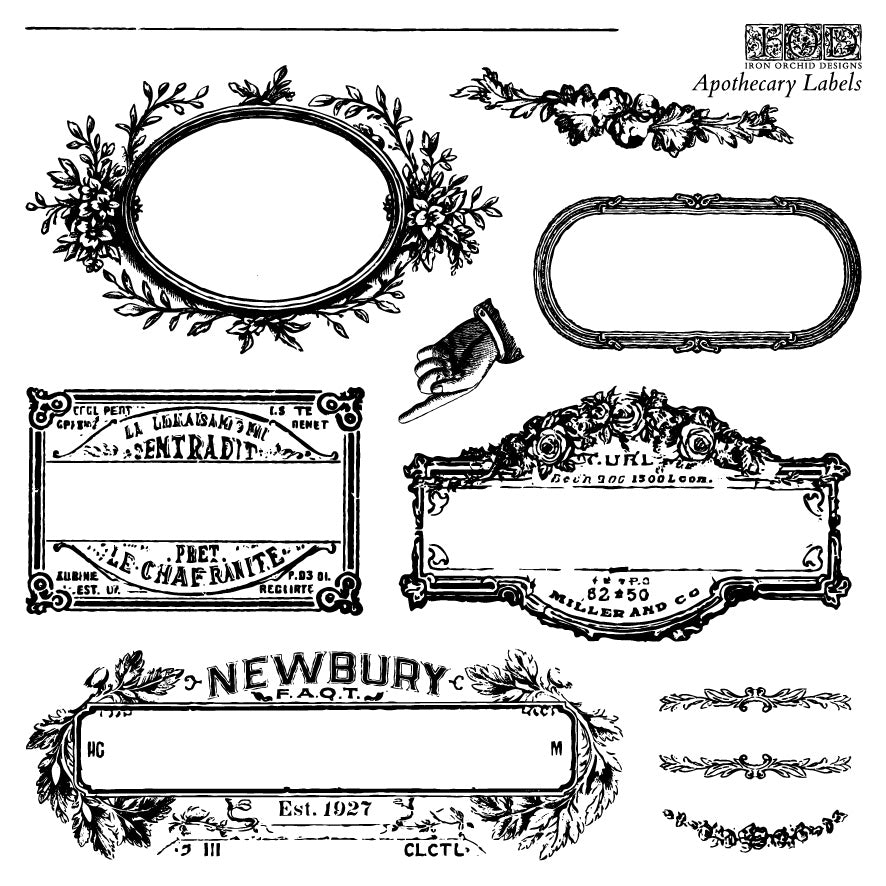 Apothecary Labels 12×12 IOD Stamp