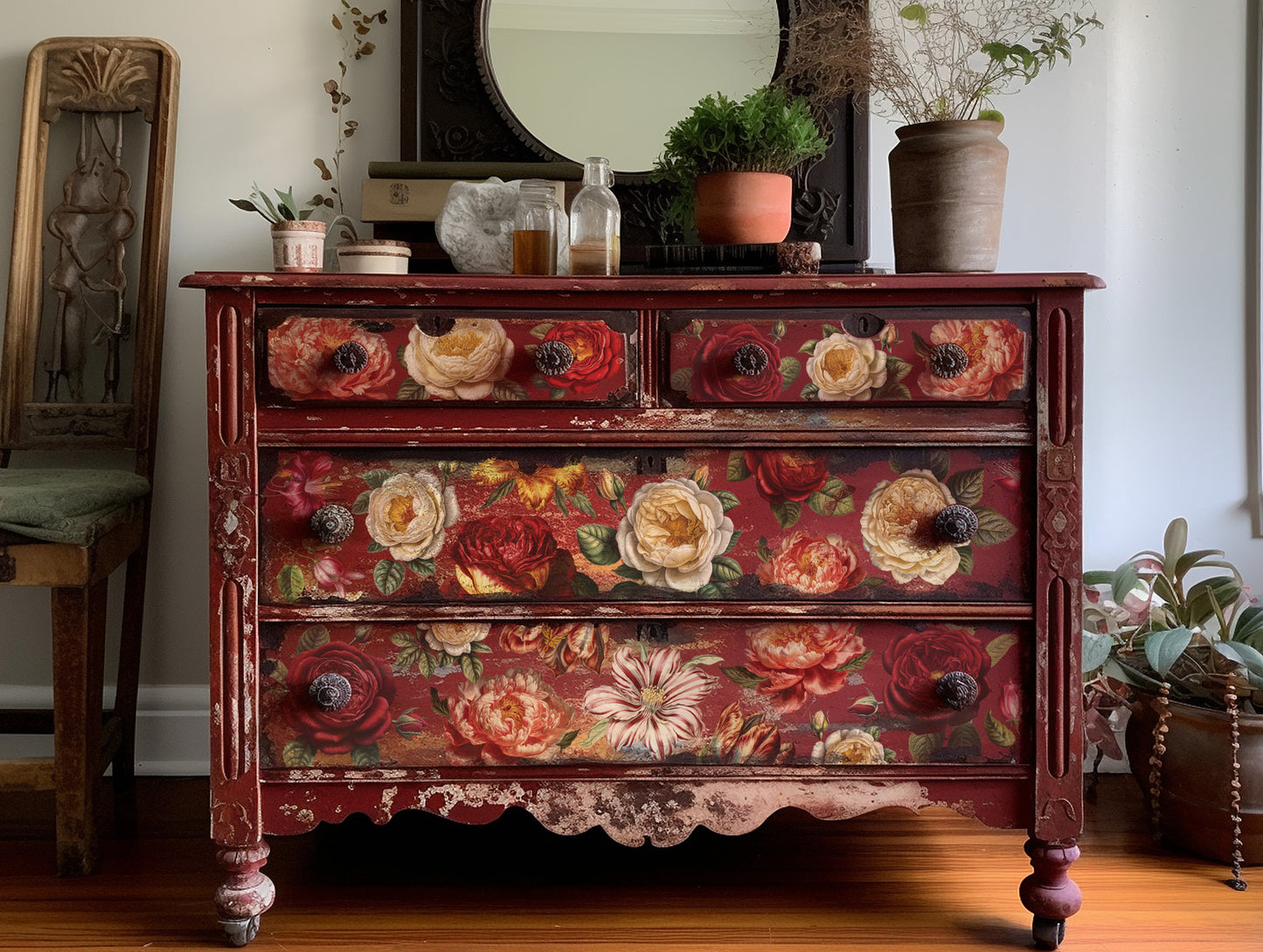 Collage De Fleurs Transfer 12"X16"