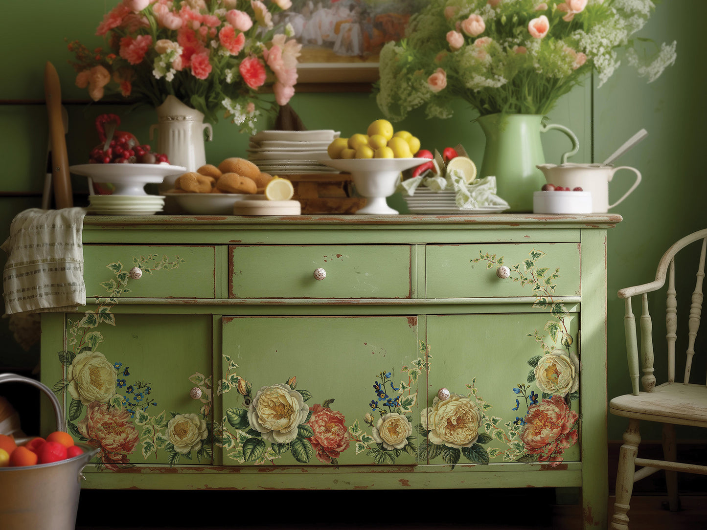 Collage De Fleurs Transfer 12"X16"