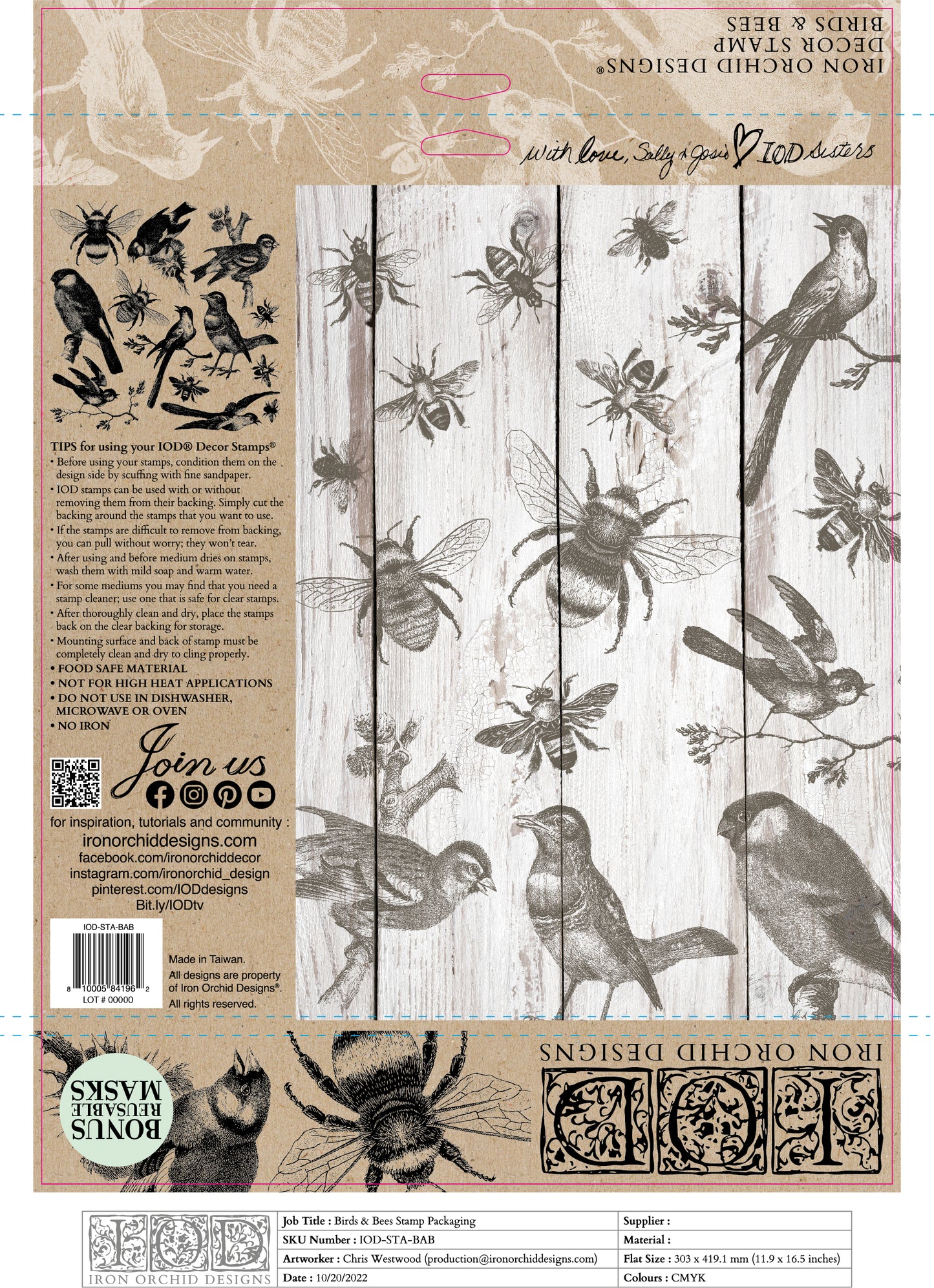Birds and Bees 12×12 Decor Stamp