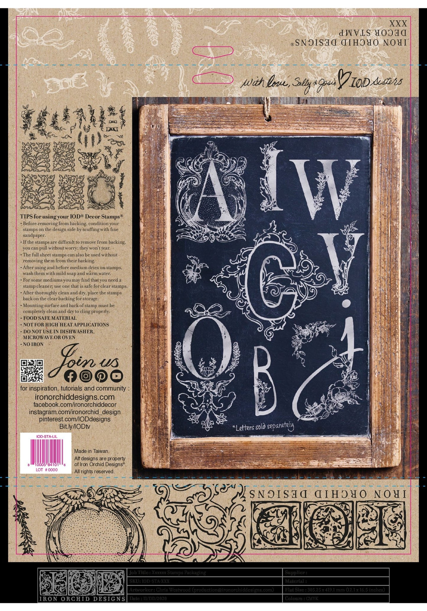 Alphabellies 12×12 IOD Stamp