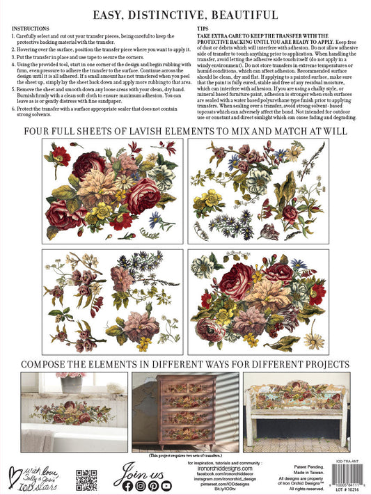 Floral Anthology IOD Transfer 12"X16" Pad