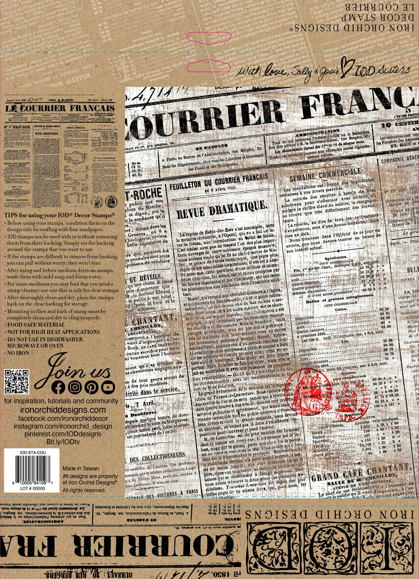 Le Courrier Stamp 12×12 DECOR STAMP