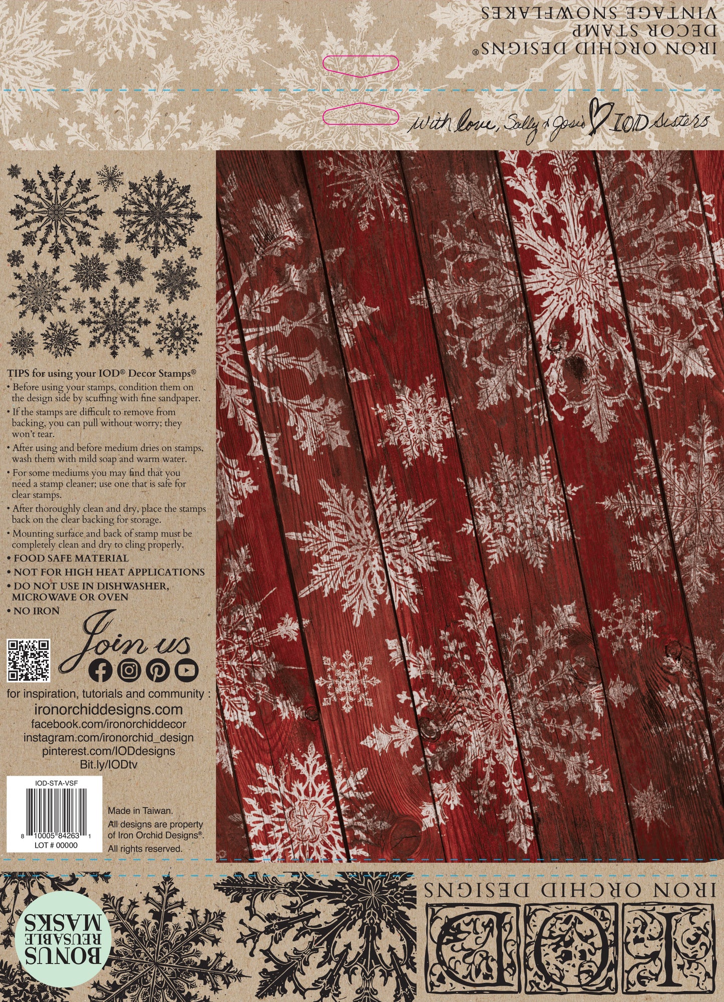Vintage Snowflakes 12×12 DECOR STAMP