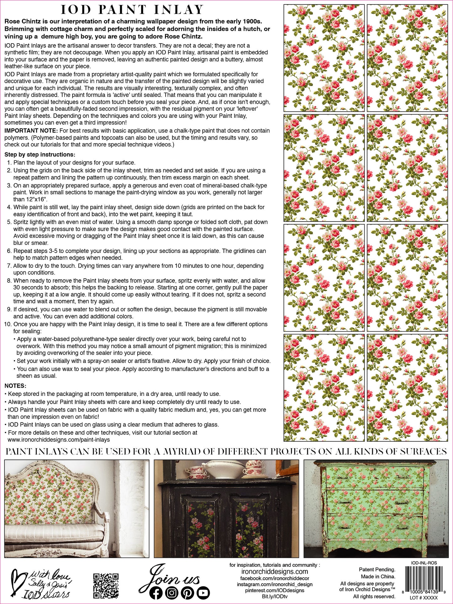 Rose Chintz Paint Inlay 12"X16" Pad